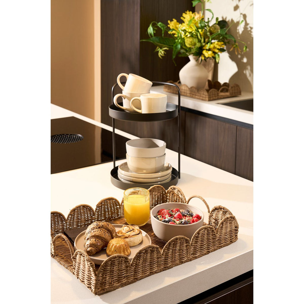 Eleta Dienblad - Set van 2 - L50 x B35 x H8 cm - Rotan - Bruin