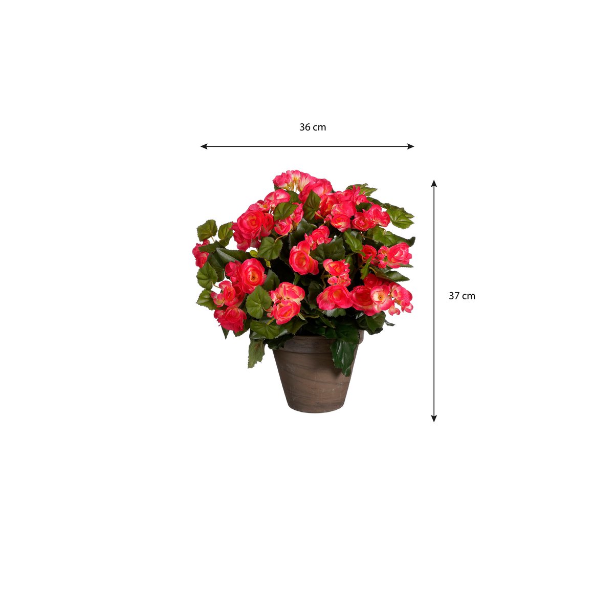Begonia Kunstplant in Bloempot Stan - H37 x Ø36 cm - Donkerroze
