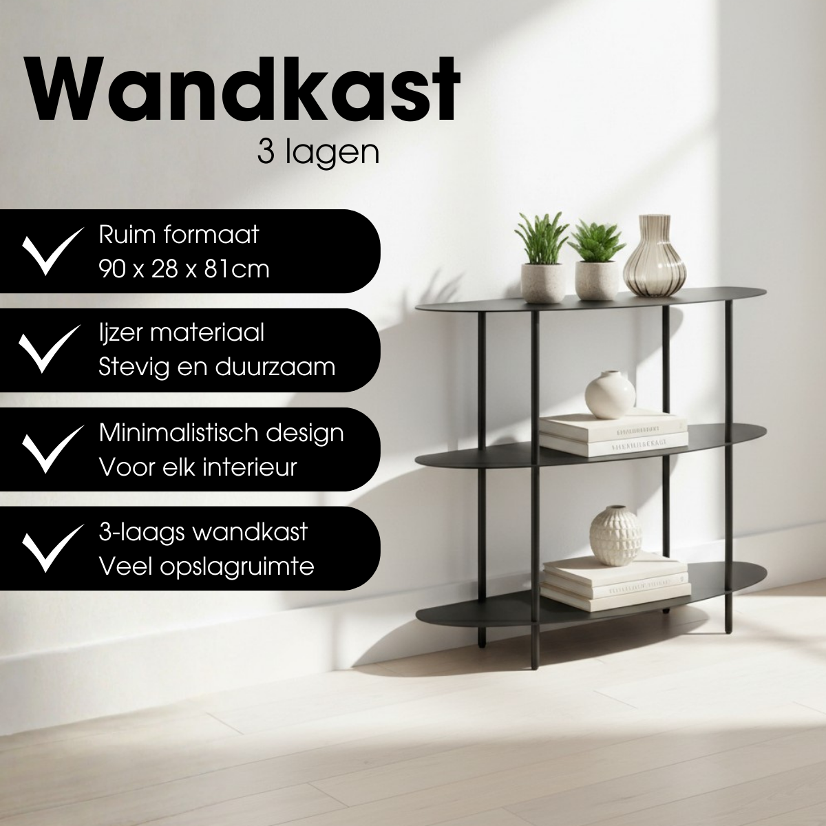 Kast  Zwart Mica Decorations