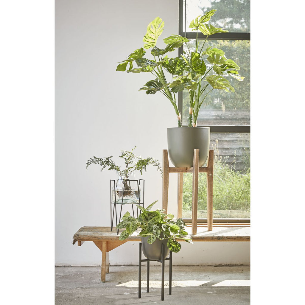 Blom Plantenstandaard - L30 x B30 x H50 cm - Metaal - Zwart Mica Decorations
