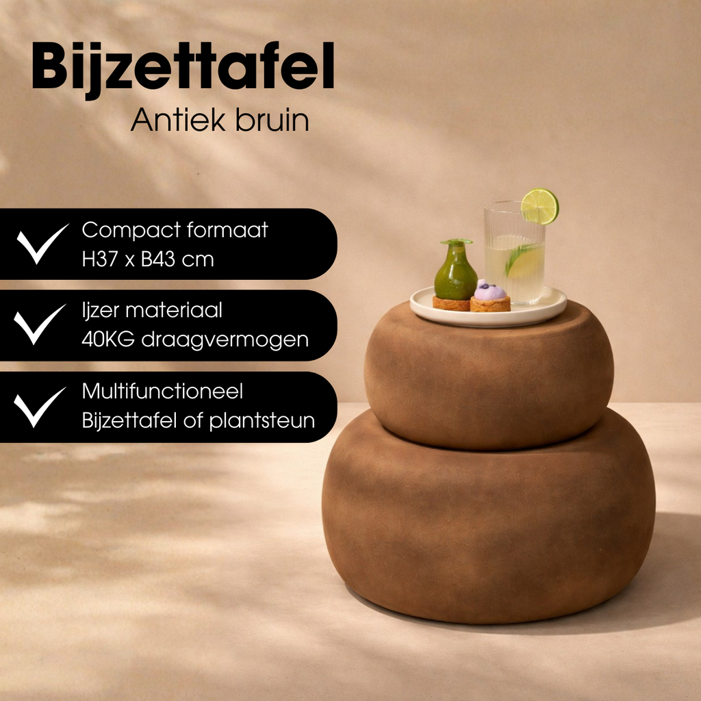 Bijzettafel Zea Bruin Mica Decorations