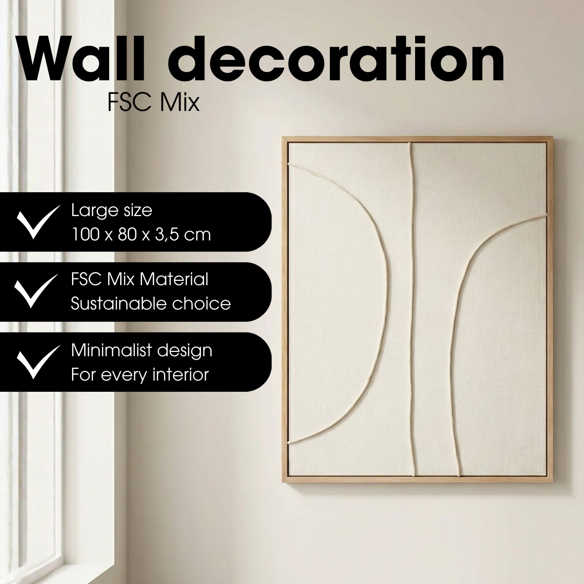 Wanddecoratie  Beige Mica Decorations