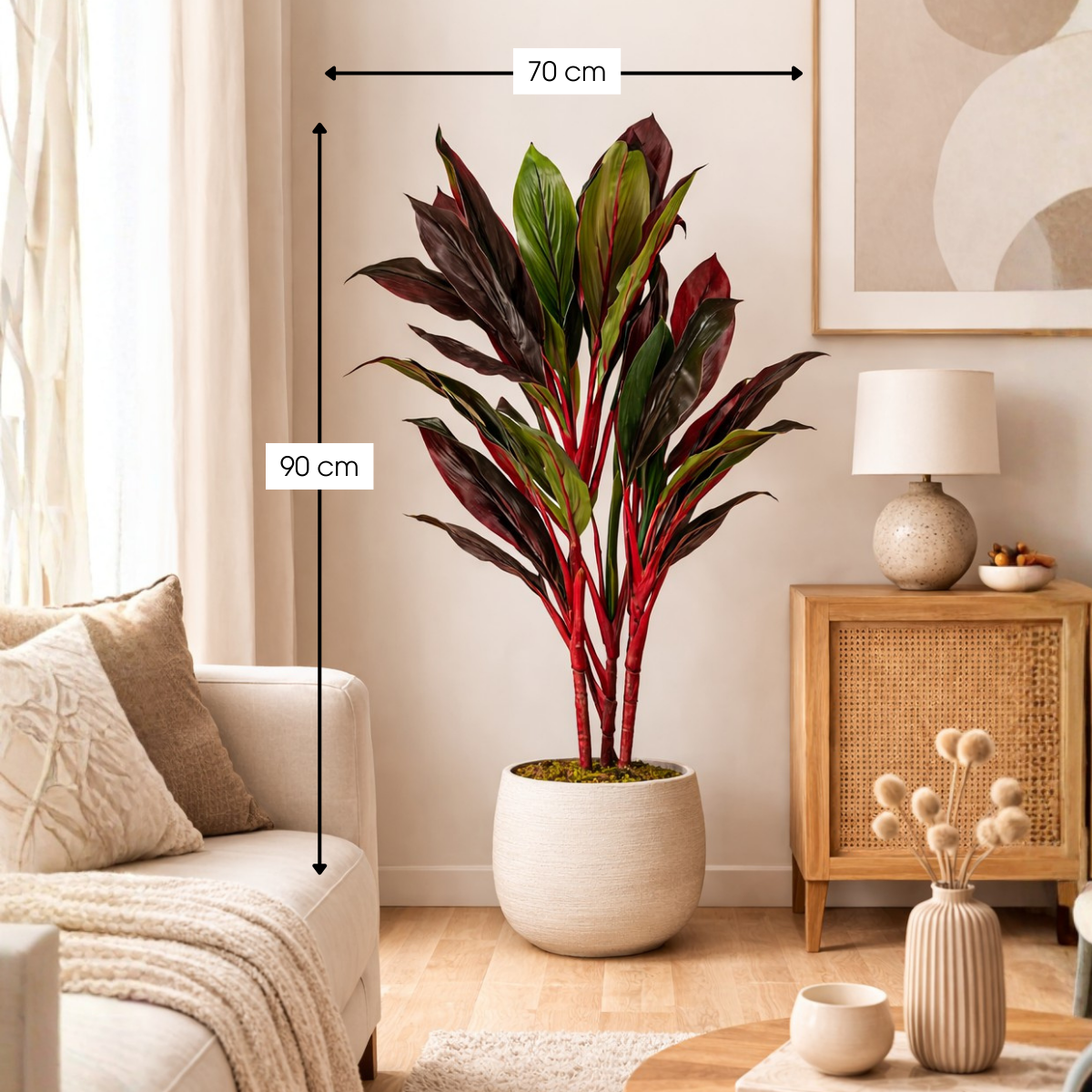 Kunstplant Cordyline Rood Mica Decorations