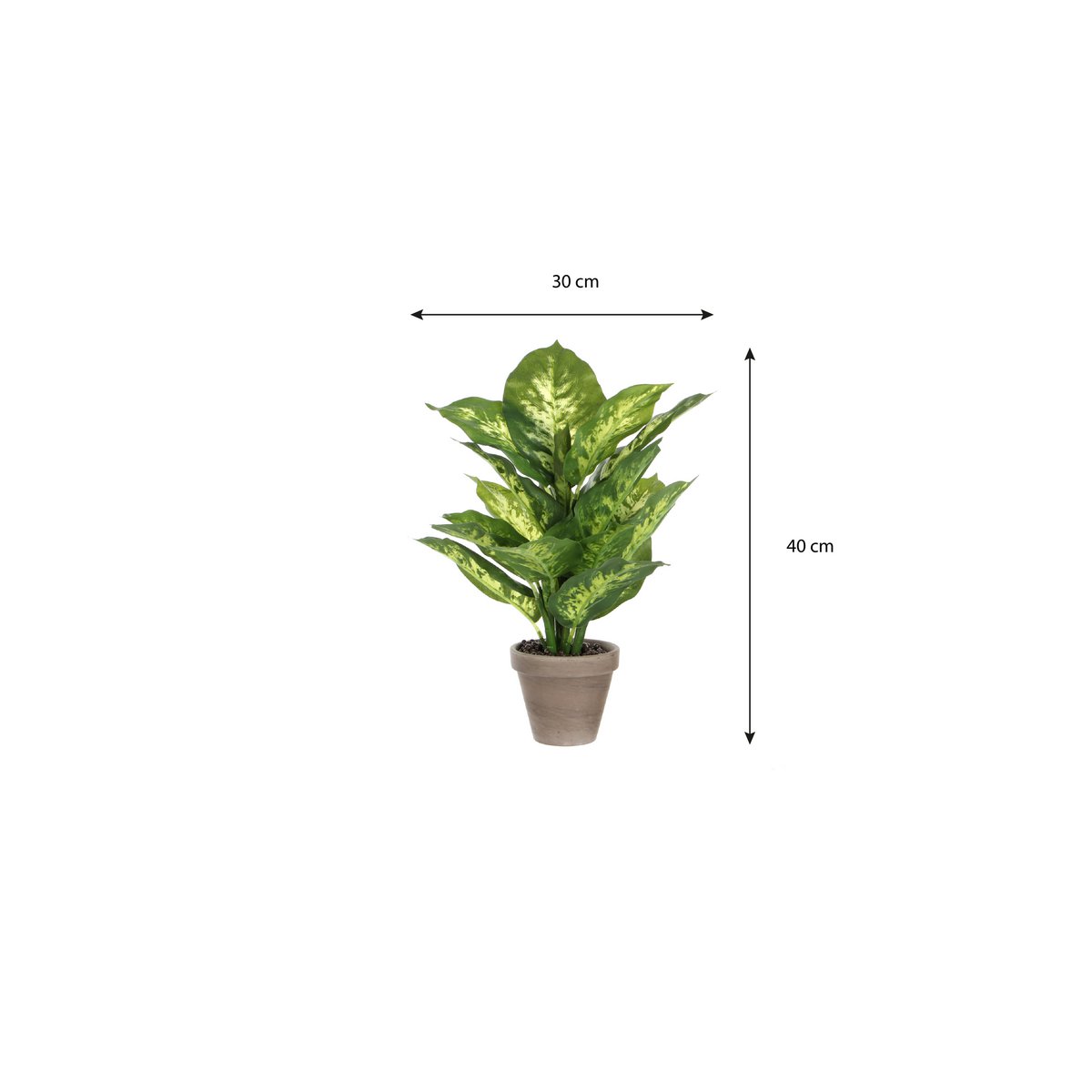 Dieffenbachia Kunstplant in Bloempot Stan - H40 x Ø30 cm - Groen