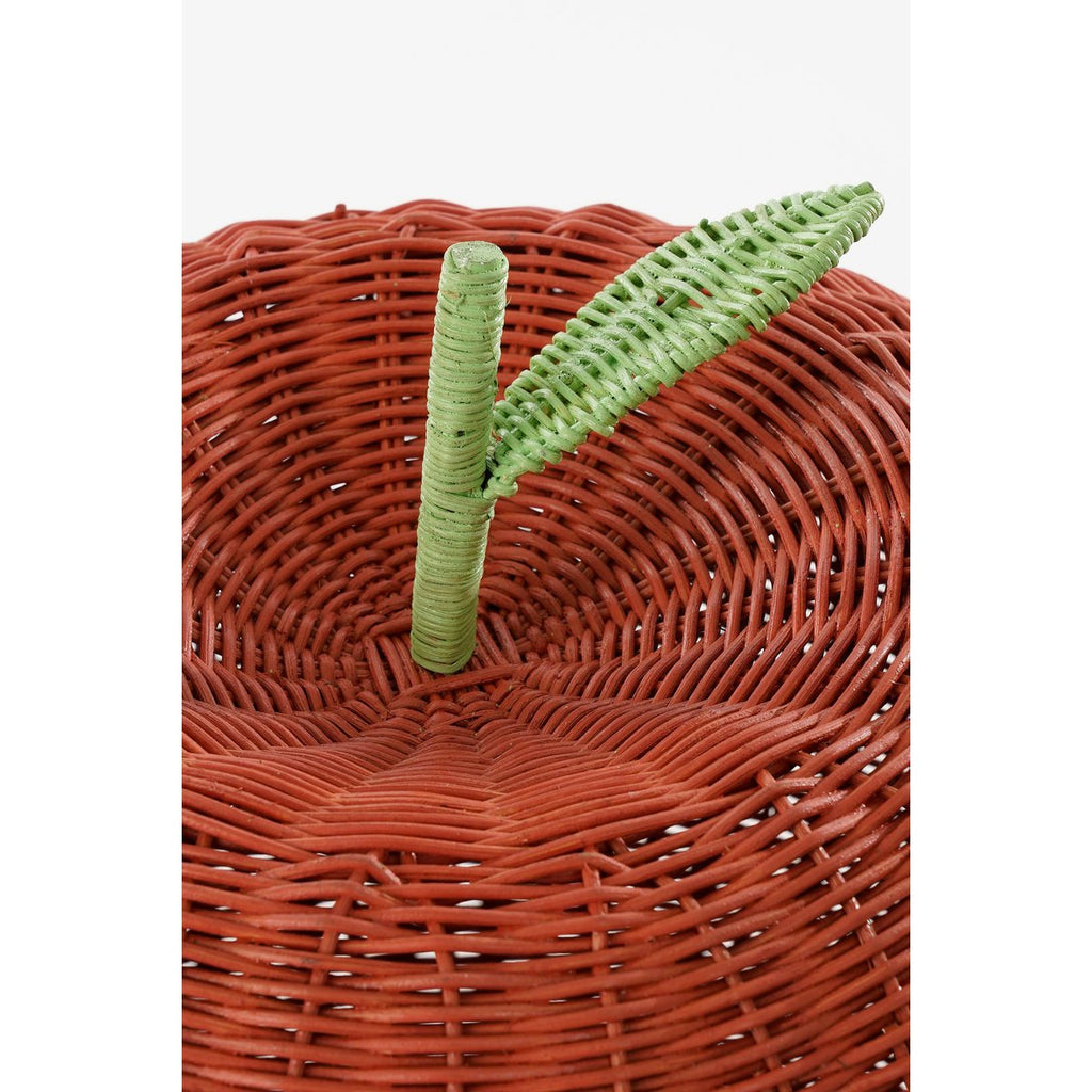 Opbergmand met Deksel - Set van 2 - H48 x Ø30 cm - Rotan - Rood