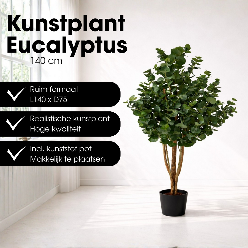Kunstplant Eucalyptusboom Groen Mica Decorations