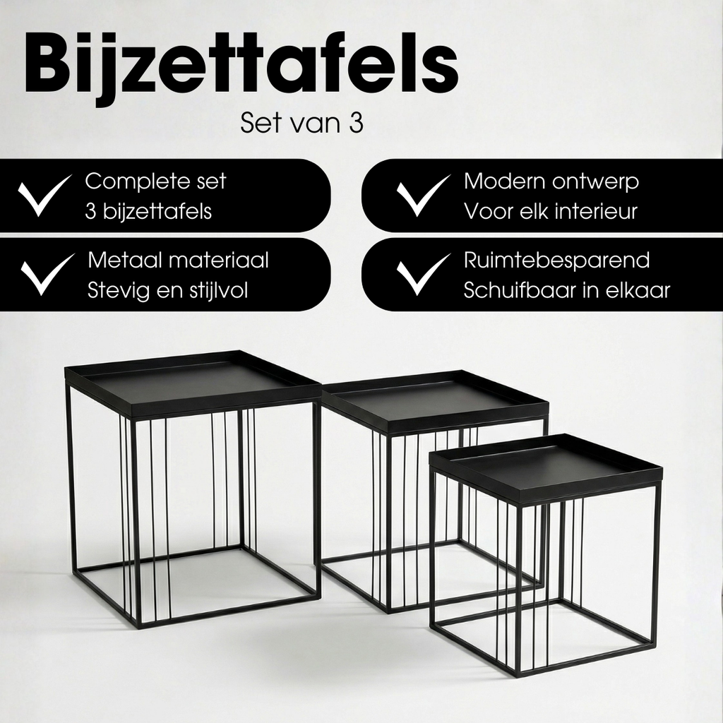 Bijzettafel Beth Zwart Mica Decorations