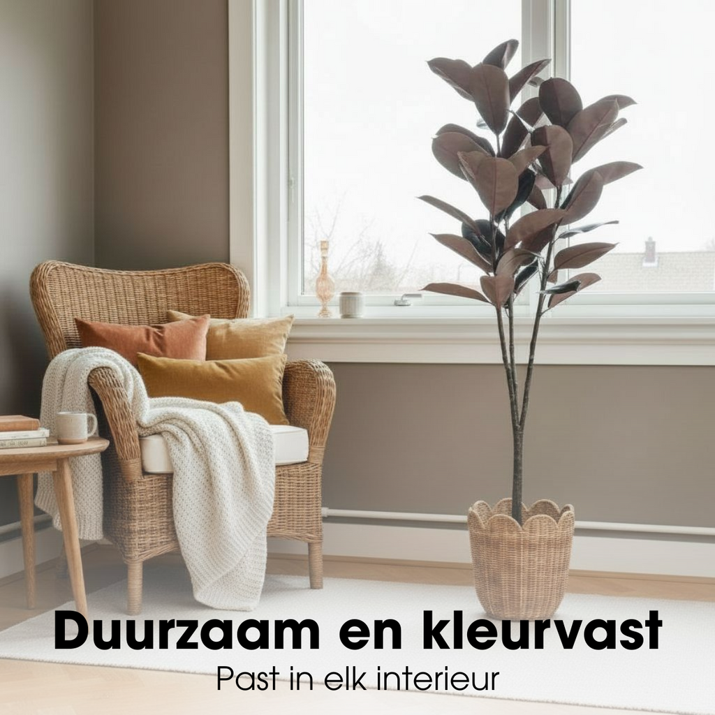 Kunstplant Rubberplant Rood Mica Decorations