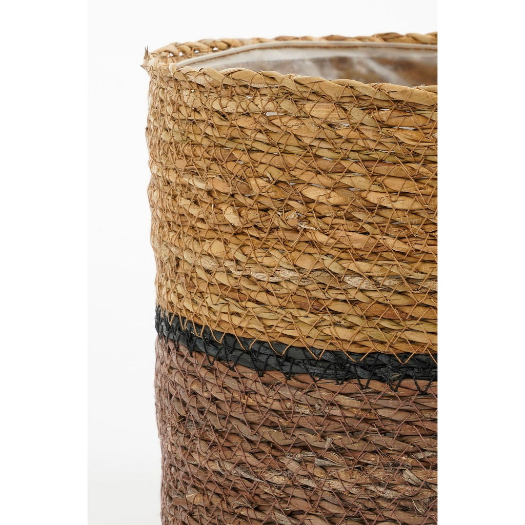 Damian Plantenmand - Set van 2 - H20 x Ø20 cm - Zeegras - Bruin