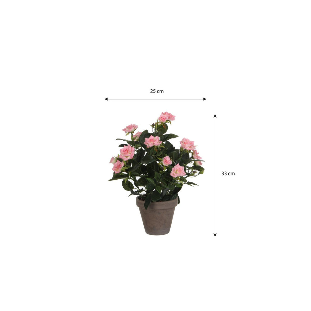 Rozenstruik Kunstplant in Bloempot Stan - H33 x Ø25 cm - Roze