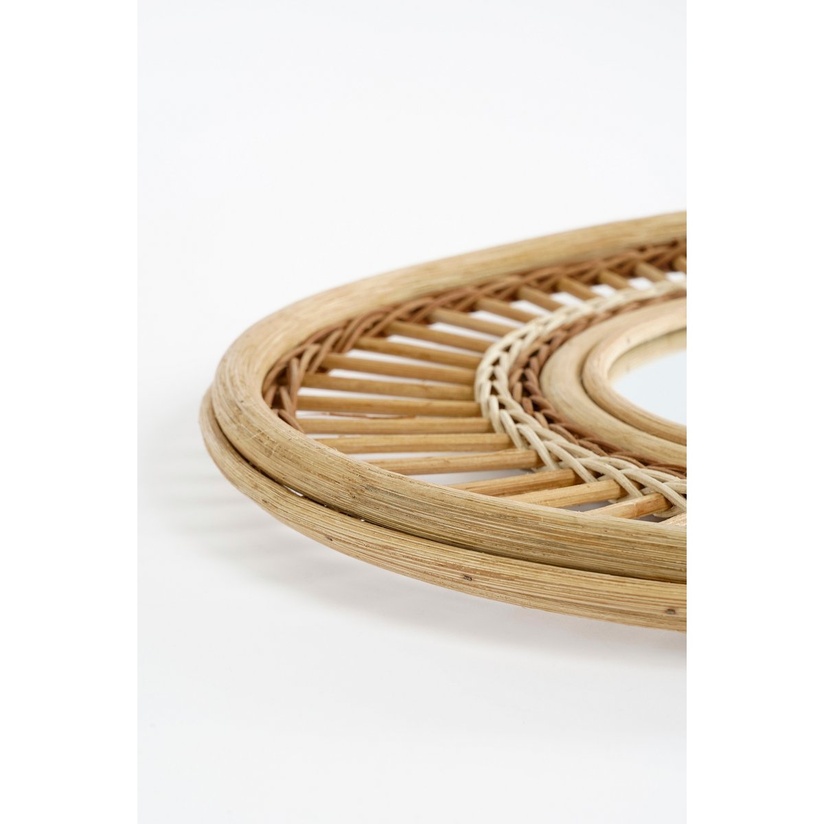 Oval Wandspiegel - L59 x B40 x H3 cm - Rotan - Lichtbruin