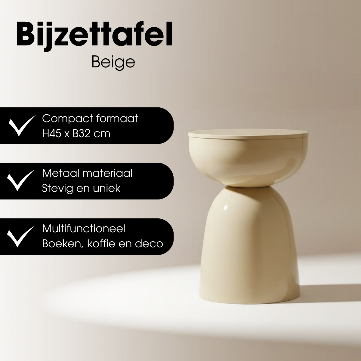 Bijzettafel Elliott Beige Mica Decorations
