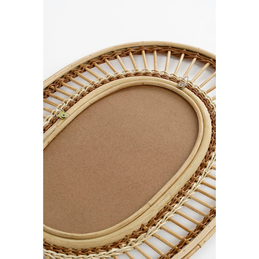 Oval Wandspiegel - L59 x B40 x H3 cm - Rotan - Lichtbruin