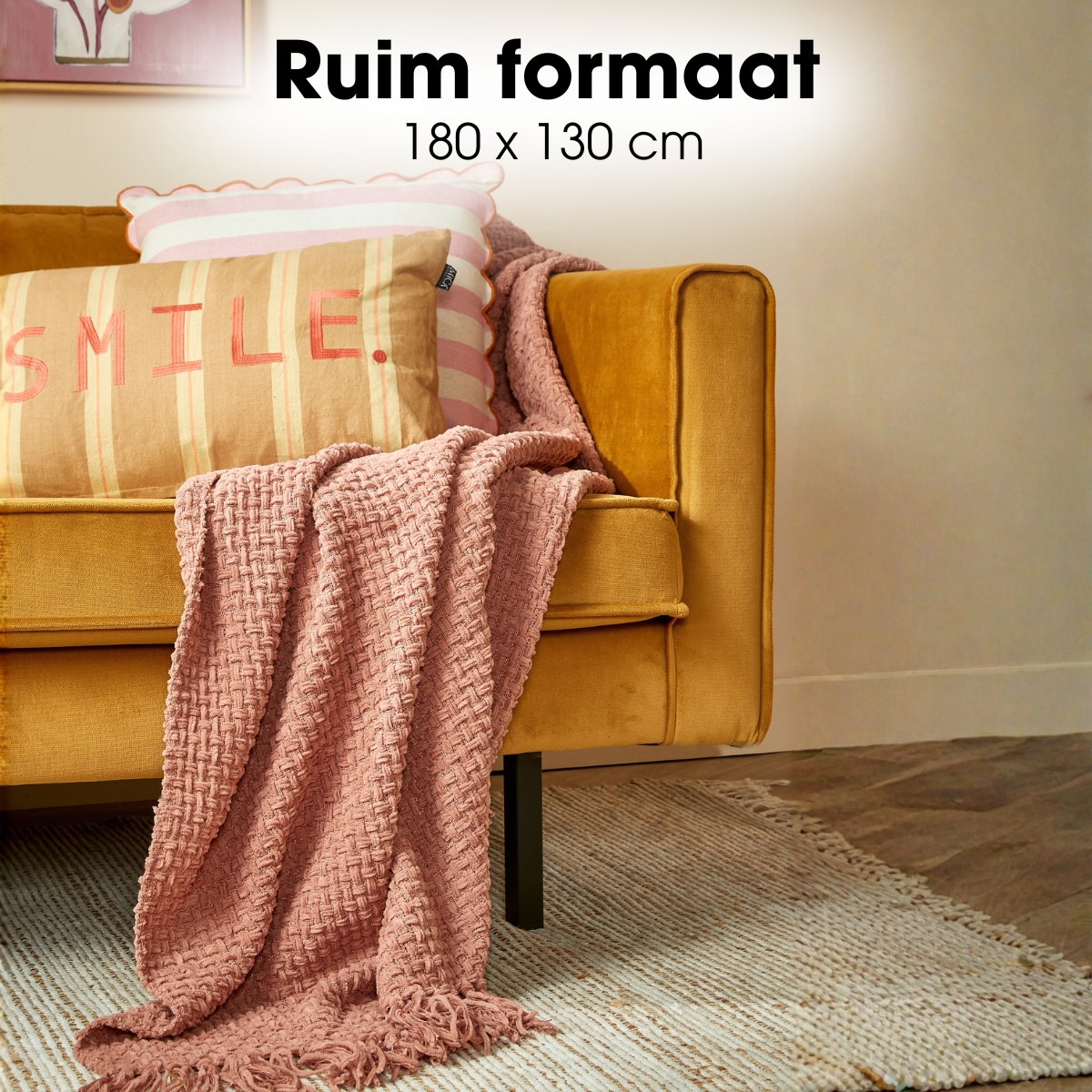 Plaid Cosenza Roze Mica Decorations