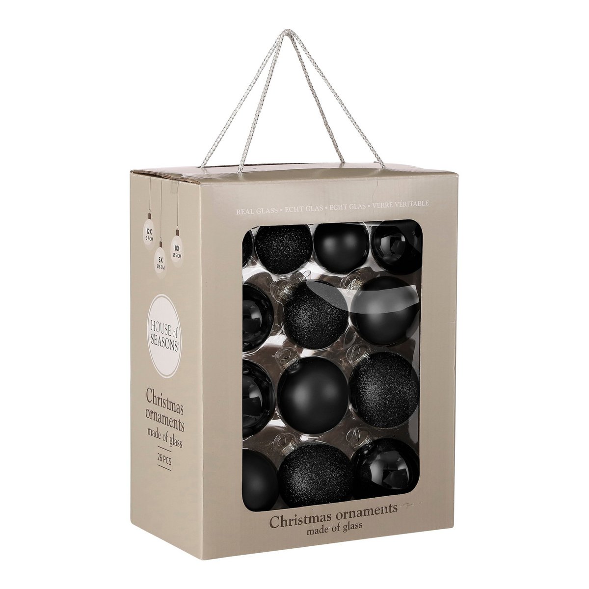 Kerstballen set  Zwart Mica Decorations