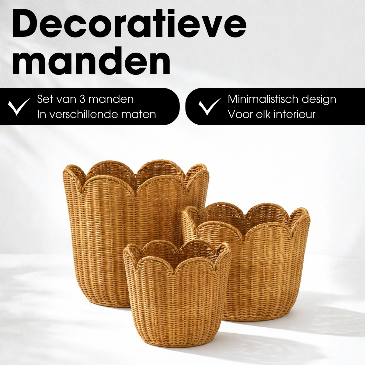 Opbergmand set Eleta Lichtbruin Mica Decorations
