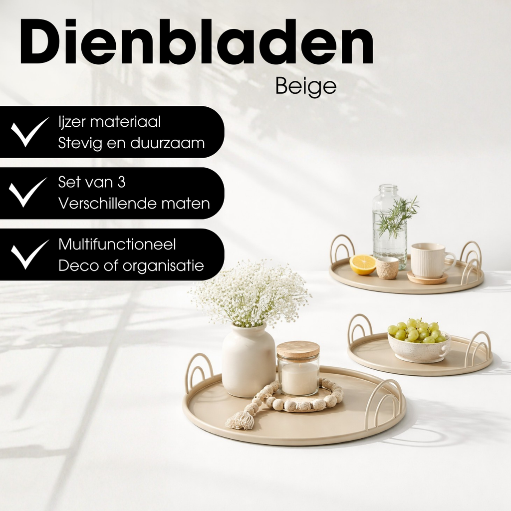 Dienblad Beige Beige Mica Decorations