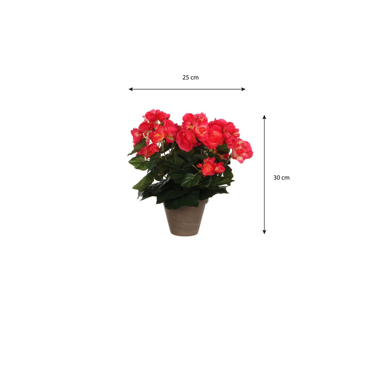Begonia Kunstplant in Bloempot Stan - H30 x Ø25 cm - Donkerroze