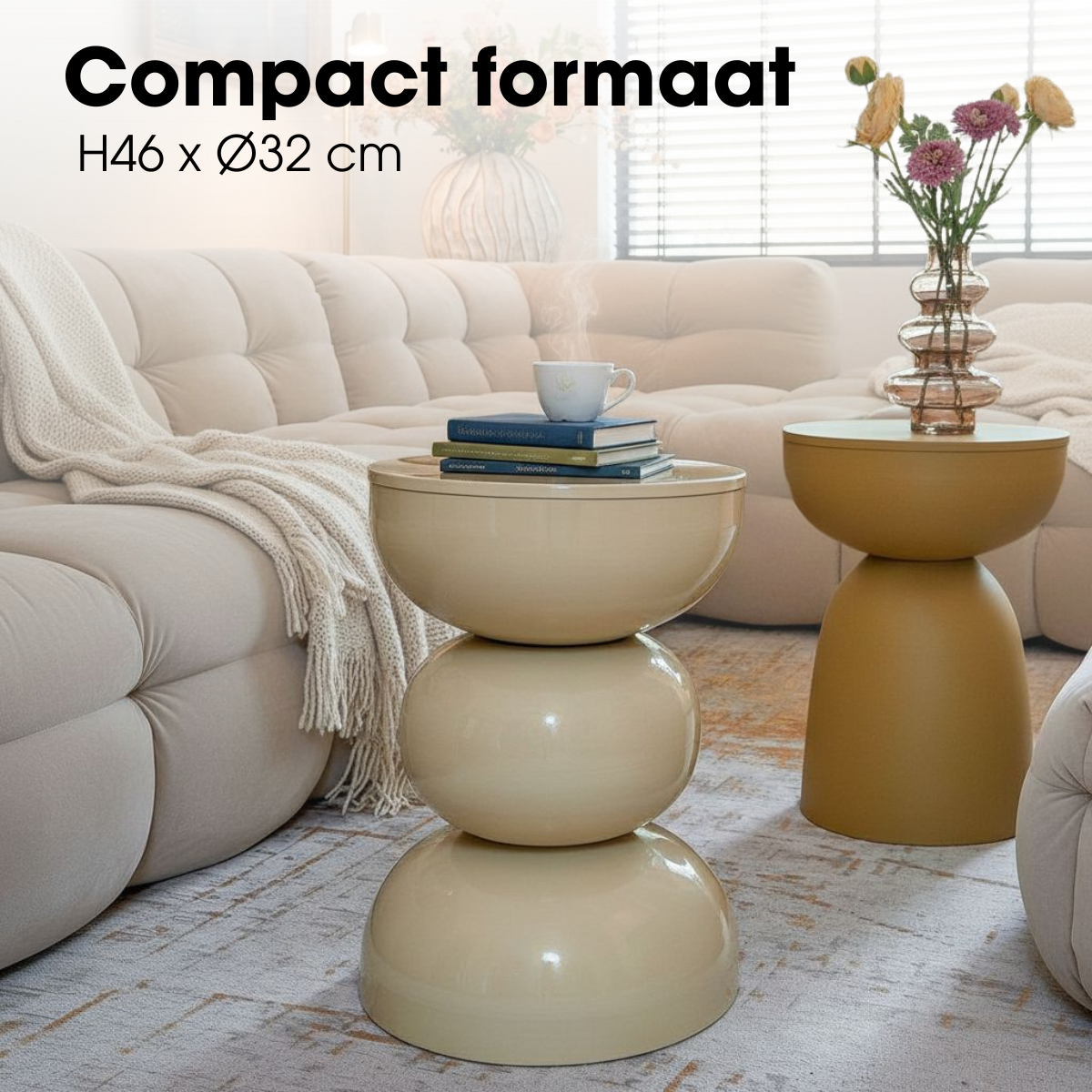 Bijzettafel Luna Beige Mica Decorations