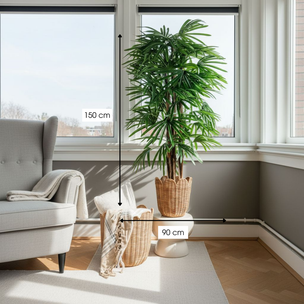 Kunstplant Raphis Palm Groen Mica Decorations