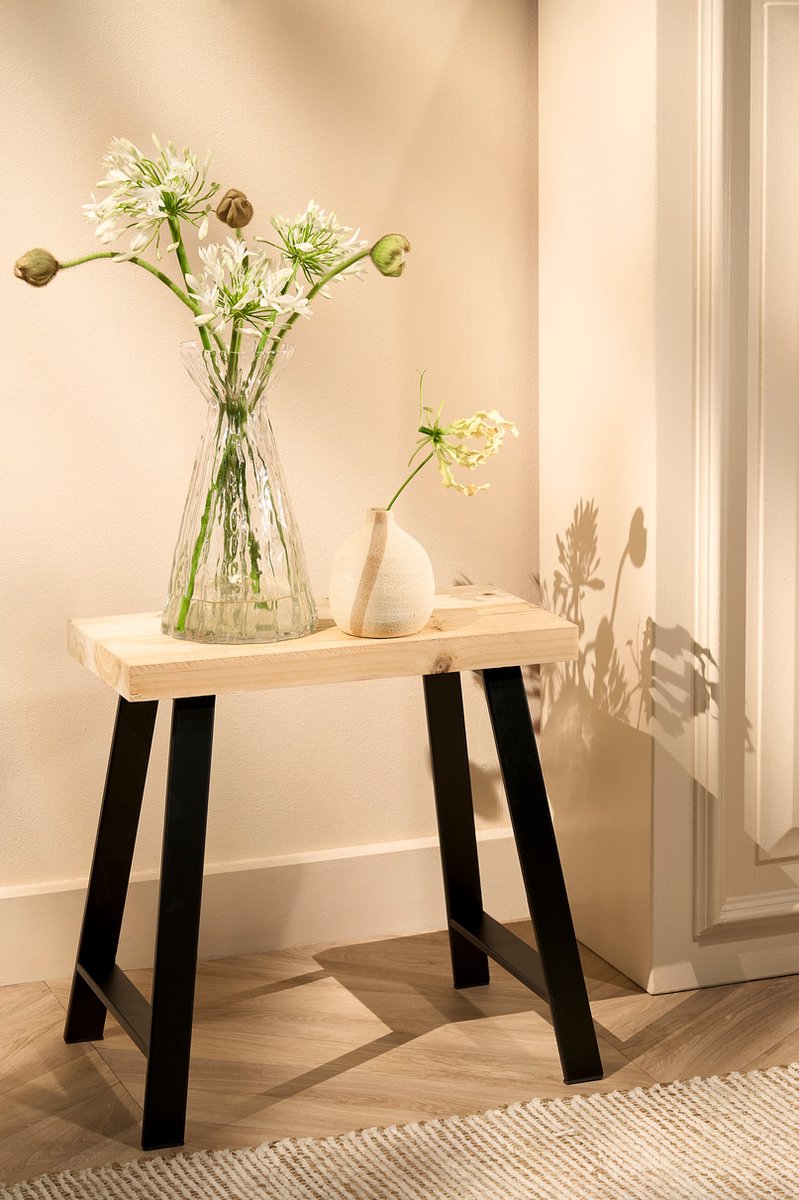 Plano Kruk - L46 x B32 x H46 cm - Vurenhout - Lichtbruin